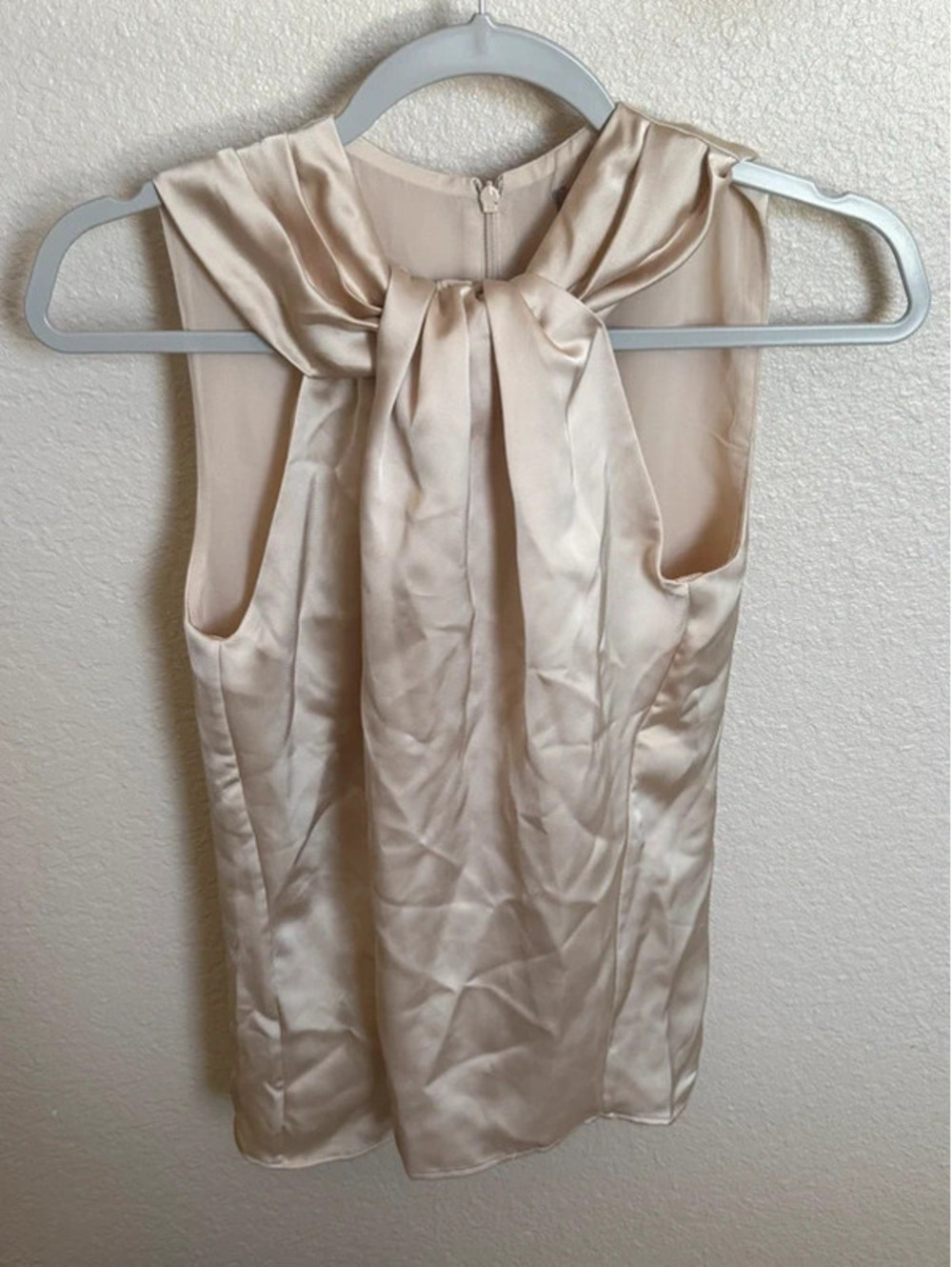 H&M Champagne Satin Twist-Front Sleeveless Top - Size XS